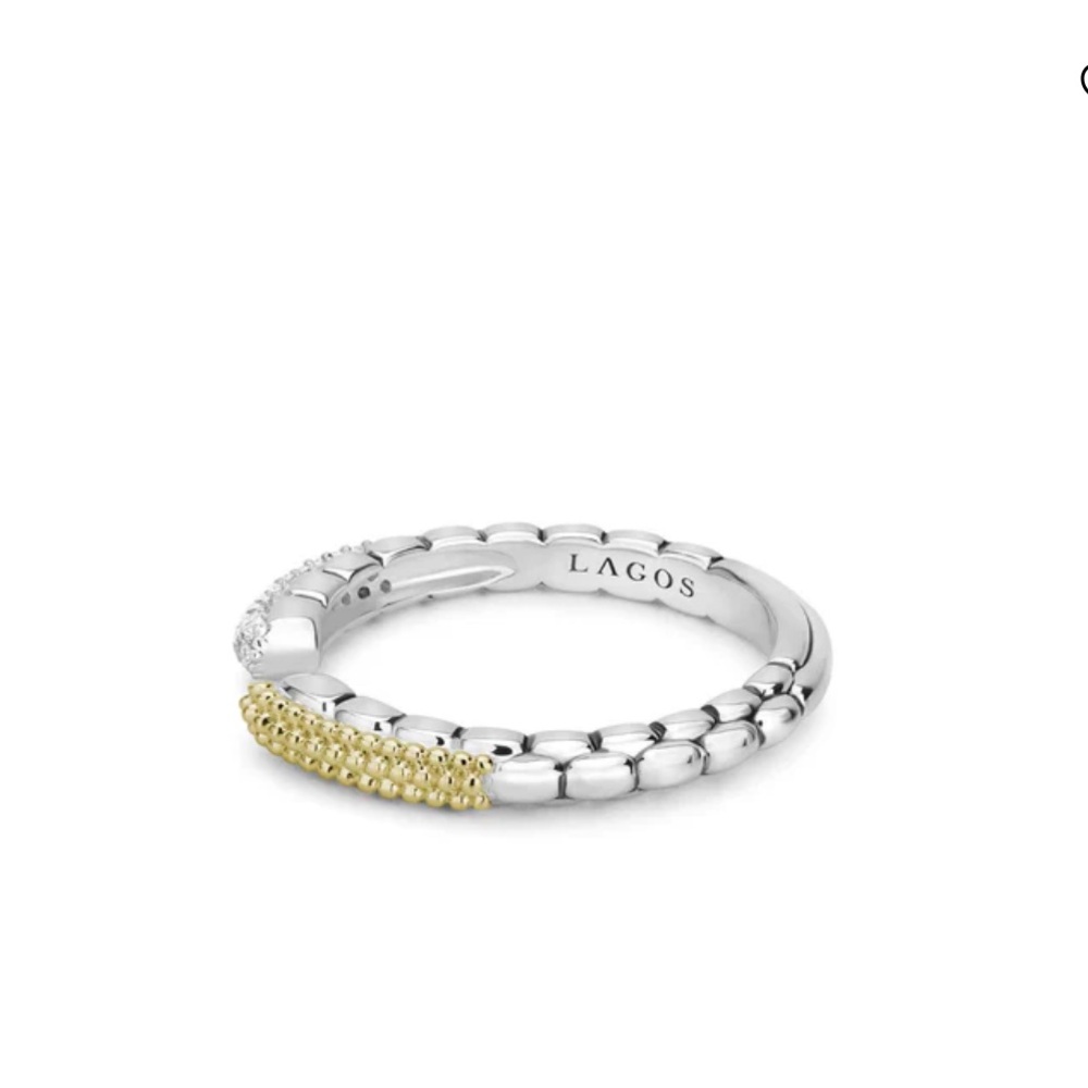 LAGOS Caviar Lux Open Diamond Stacking Ring, Size 6 - Picture 4 of 5